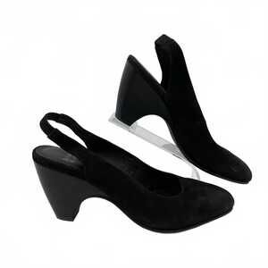 Eileen Fisher Black Leather Slingback Heels | Women’s Size 7.5